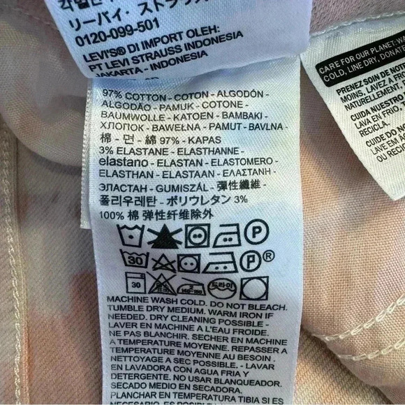 Levi’s 721 High Rise, White, Pink, Tie Dye, Distressed, Skinny Ankle Jeans, 31 - Picture 7 of 9